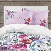 Lila Blumen Bettwäsche Set Bettbezug, Tröster Und Kissenbezüge von ModifiedTot