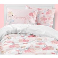 Personalisierte Ballerina Bettwäsche Set Rosa Blumentröster Oder Bettdecke von ModifiedTot