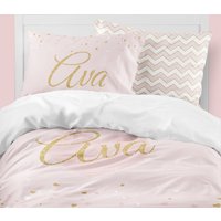 Pink & Gold Herz Bettwäsche Set Mädchen Tröster Oder Bettbezug von ModifiedTot