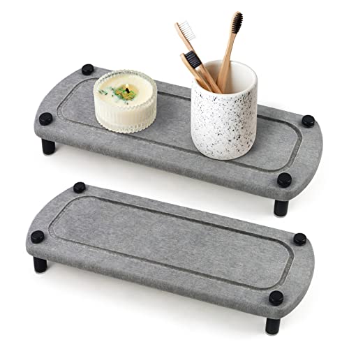 Modixun 2 Stück Spülbecken-Caddy, Badezimmer Instant Dry Sink Organizer, Kieselgur schnell trocknend Stein Waschbecken Tablett, Küchenspüle Organizer Seife Schwamm Halter von Modixun