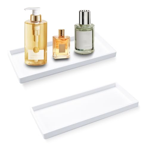 Modixun 2 Stück Badezimmer-Schminktisch-Arbeitsplatte, 30 cm, Silikon-Seifenspender-Tablett für Küchenspüle, WC-Tankhalter, Badezimmer-Thekenhalter für Parfümkerzen, Weiß von Modixun