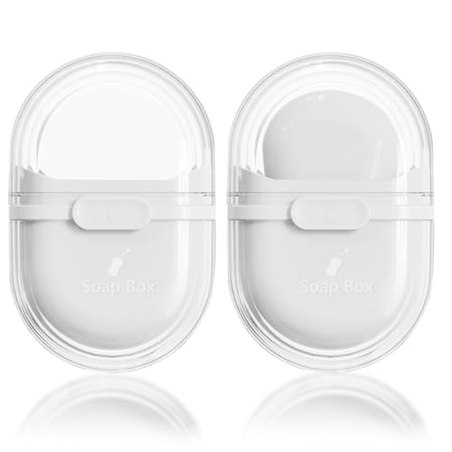 Modixun 2Pcs Reise Seife Fall, Tragbare Bar Seife Halter Reise mit Abflusslöchern, Reise Seife Container Box, Reise Seife Schüssel für Reisen Camping Gym (Weiß) von Modixun
