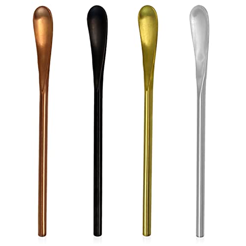 Modixun 4 Farben 304 Edelstahl, solide Cocktail-Tee-Rührstäbchen, kurzer Griff, Getränke-Rührlöffel, wiederverwendbarer Kaffee-Rührlöffel, 15 cm von Modixun
