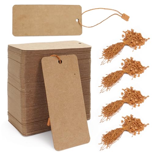 Modixun 400pcs Braun Geschenkanhänger mit Schnur, große Preisschilder Kleidung Tags Blanko Kraftpapier Hang Tags für Kleidung Verkauf Handwerk Preisgestaltung Inventar von Modixun