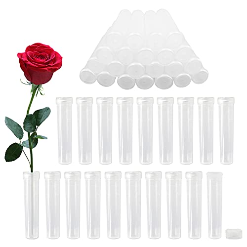 Modixun 50 Stück Blumen-Wasserröhrchen, 7,2 cm Blumen-Wasserröhrchen für frische Blumen, Blumenröhrchen, Blumenfläschchen mit Silikonkappe für Blumenarrangements, Einzelstielblume von Modixun
