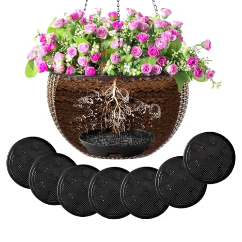 Modixun 8 Set unsichtbarer selbstbewässernder Pflanzgefäßeinsatz, 17 cm Hängekorb, Tropfpfanne, automatische Pflanzenbewässerungsgeräte, Wasserfänger, Untersetzer, Schale für Außen- und Innen-Töpfe von Modixun