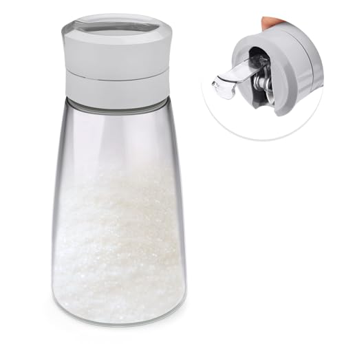 Modixun Glaszuckerspender mit automatischem Klappausguss, beschwerter Ausgießer, Zuckerbehälter, 420 ml, Zuckerdose, Streuglas, Salzdose, Kaffee-Bar-Zubehör, 1 Packung von Modixun