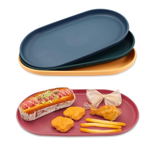 Modixun Ovales Serviertablett, 4 Stück, 30,5 x 17 cm, bunte Servierplatten für Party, Unterhaltung, Snack, Dessert, Couchtisch, mittelgroß von Modixun
