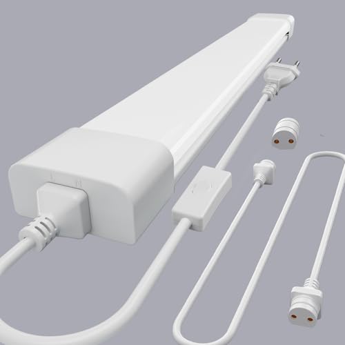 Modlicht 2 x LED Feuchtraumleuchte 40cm, 16W 4000K Neutralweiß Deckenleuchte Feuchtraum Flach, 2000LM Feuchtraumlampe, IP65 Wasserfest Werkstattlampe, Kellerleuchte, Neonröhre für Büro Lager Garage Modlicht 2 x LED Feuchtraumleuchte 40cm, 16W 4000K Neutralweiß Deckenleuchte Feuchtraum Flach, 2000LM Feuchtraumlampe, IP65 Wasserfest Werkstattlampe, Kellerleuchte, Neonröhre für Büro Lager Garage von Modlicht