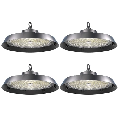 Modlicht 4pcs Hallenbeleuchtung LED 150W 170lm/w | 5000K Tageslicht Kaltweiß | Kein Flimmern 90°Abstrahlwinkel | Highbay IP65 UFO Hallenstrahler Industrielampe für Lager/Werkstatt/Garage/Baustelle von Modlicht