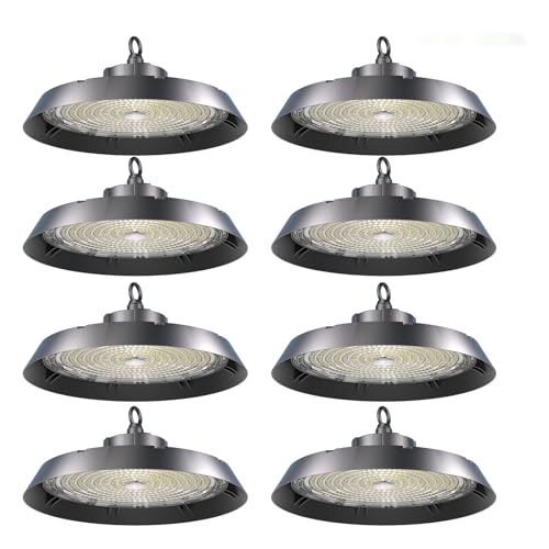 Modlicht 8pcs Hallenbeleuchtung LED 150W 170lm/w | 5000K Tageslicht Kaltweiß | Kein Flimmern 90°Abstrahlwinkel | Highbay IP65 UFO Hallenstrahler Industrielampe für Lager/Werkstatt/Garage/Baustelle von Modlicht