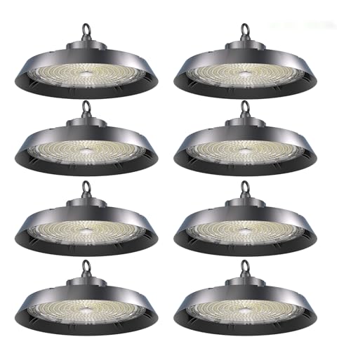 Modlicht 8pcs Hallenbeleuchtung LED 200W 170lm/w | 5000K Tageslicht Kaltweiß | Kein Flimmern 90°Abstrahlwinkel | Highbay IP65 UFO Hallenstrahler Industrielampe für Lager/Werkstatt/Garage/Baustelle von Modlicht