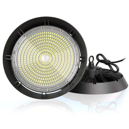 Modlicht Hallenbeleuchtung LED 150W 170lm/w | 5000K Tageslicht Kaltweiß | Kein Flimmern 90°Abstrahlwinkel | Highbay IP65 UFO Hallenstrahler Industrielampe für Lager/Werkstatt/Garage/Baustelle von Modlicht