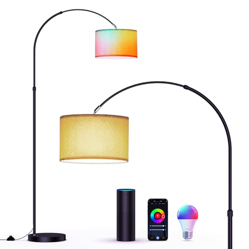 Modlicht Intelligente Stehlampe, funktioniert mit Alexa und Google Home, RGB Stehleuchte dimmbar, Farbwechsel, für Party oder festliche Atmosphäre, WiFi Bogenlampe E27 9W für Wohnzimmer, Schlafzimmer von Modlicht