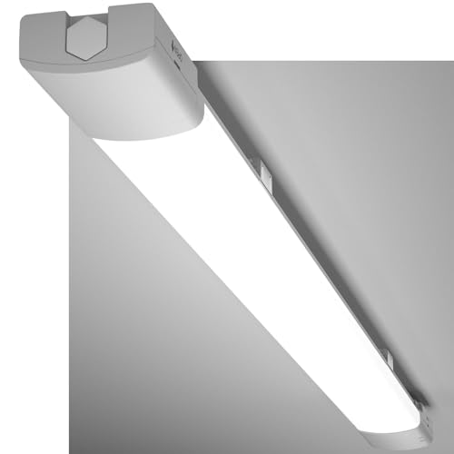 Modlicht LED Feuchtraumleuchte 120CM mit 36W 5000k Kaltlweiß 3960Lumen, Ultraslim Deckenleuchte Feuchtraum Flach Wasserfest IP65 Wannenleuchte Werkstattlampe für Keller Garage, Grau von Modlicht