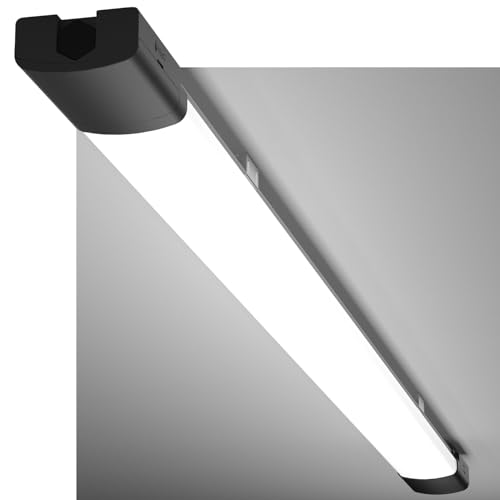 Modlicht LED Feuchtraumleuchte 120CM mit 36W 5000k Kaltlweiß 3960Lumen, Ultraslim Deckenleuchte Feuchtraum Flach Wasserfest IP65 Wannenleuchte Werkstattlampe für Keller Garage, Schwarz von Modlicht