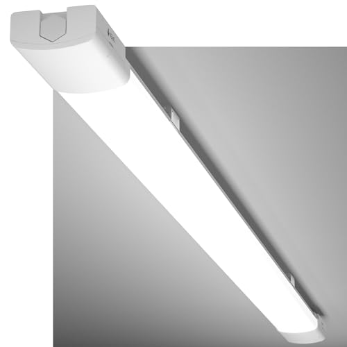 Modlicht LED Feuchtraumleuchte 150CM mit 45W 5000k Kaltlweiß 4950Lumen, Ultraslim Deckenleuchte Feuchtraum Flach Wasserfest IP65 Wannenleuchte Werkstattlampe für Keller Garage, Weiß von Modlicht