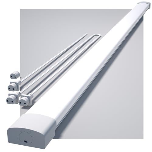 Modlicht LED Feuchtraumleuchte 150cm 5000K Kalteweiß 45W 4950LM, Deckenleuchte Röhre in Reihenschaltung, IP65 Wasserdicht Feuchtraumlampe für Werkstatt Keller Bad Büros Lager Garage von Modlicht