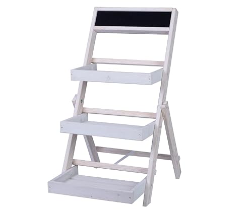 MODO24 Blumentreppe Blumenregal Etagere Pflanzenregal Holztreppen Garten RDEZ 3 Farben (Weiß) von MODO24