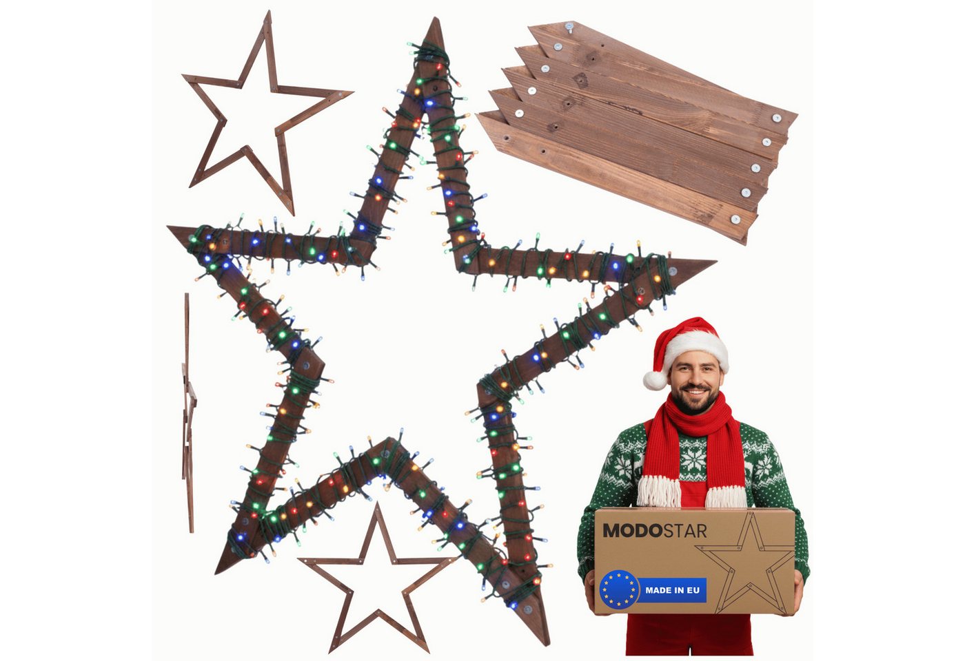 Modo24 Dekostern DIY MODOSTAR Weihnachtsstern Set aus FSC Holz 2D und 3D in 3 Breiten, zum Garten & Terrasse, wetterfest, faltbar & stabil, Weihnachtsdeko Modo24 Dekostern DIY MODOSTAR Weihnachtsstern Set aus FSC Holz 2D und 3D in 3 Breiten, zum Garten & Terrasse, wetterfest, faltbar & stabil, Weihnachtsdeko von Modo24