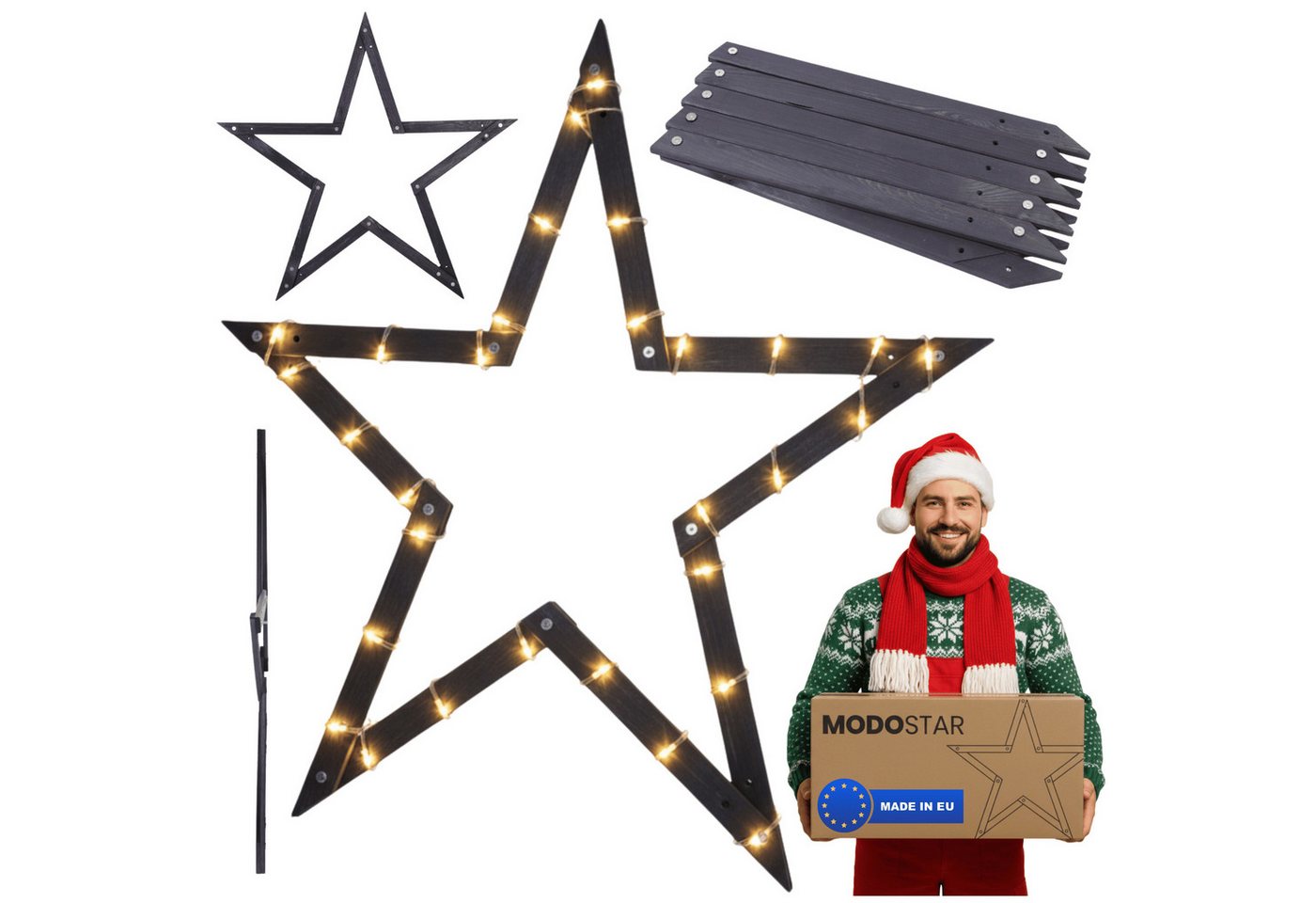 Modo24 Dekostern DIY MODOSTAR Weihnachtsstern Set aus FSC Holz 2D und 3D in 3 Breiten, zum Garten & Terrasse, wetterfest, faltbar & stabil, Weihnachtsdeko Modo24 Dekostern DIY MODOSTAR Weihnachtsstern Set aus FSC Holz 2D und 3D in 3 Breiten, zum Garten & Terrasse, wetterfest, faltbar & stabil, Weihnachtsdeko von Modo24