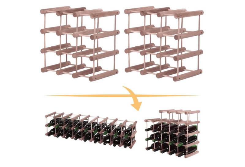 Modo24 Flaschenregal RW7 Eiche Nadelholz Massivholz Für 12 bis 76 Flaschen oder mehr, Weinregal Modular Flaschenregal Weinständer Flaschenständer von Modo24