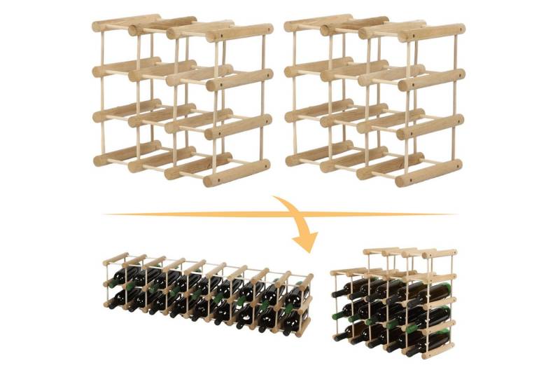 Modo24 Flaschenregal RW7 Eiche Nadelholz Massivholz Für 12 bis 76 Flaschen oder mehr, Weinregal Modular Flaschenregal Weinständer Flaschenständer von Modo24