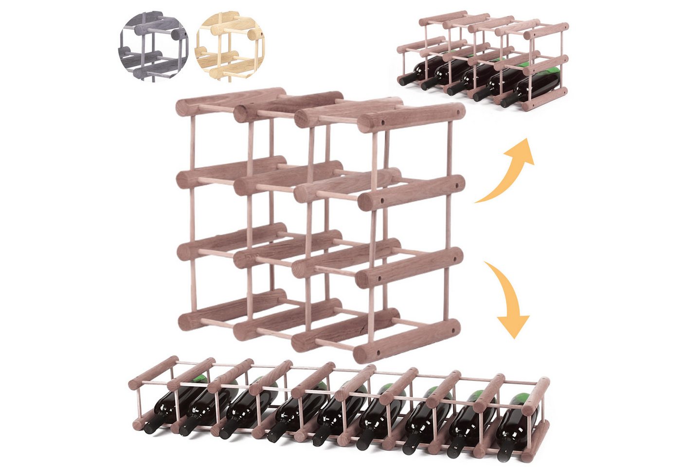Modo24 Flaschenregal RW7 Eiche Nadelholz Massivholz Für 12 bis 76 Flaschen oder mehr, Weinregal Modular Flaschenregal Weinständer Flaschenständer Modo24 Flaschenregal RW7 Eiche Nadelholz Massivholz Für 12 bis 76 Flaschen oder mehr, Weinregal Modular Flaschenregal Weinständer Flaschenständer von Modo24