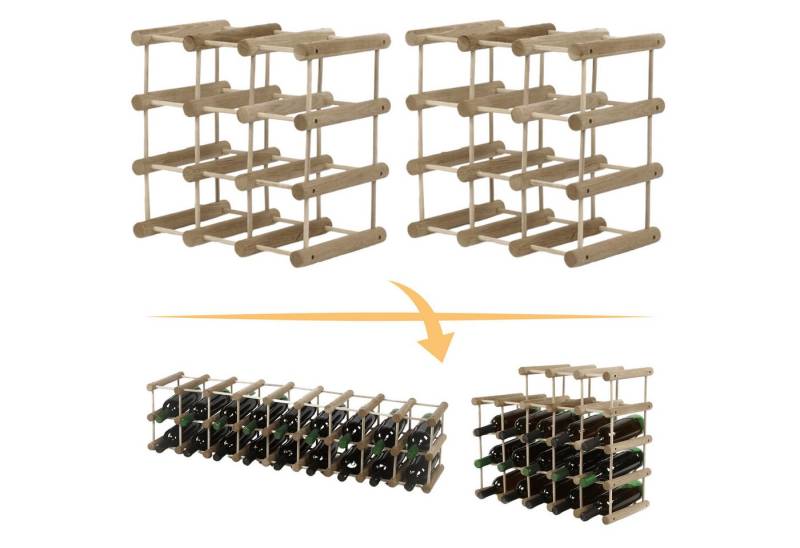 Modo24 Flaschenregal RW7 Eiche Nadelholz Massivholz Für 12 bis 76 Flaschen oder mehr, Weinregal Modular Flaschenregal Weinständer Flaschenständer von Modo24