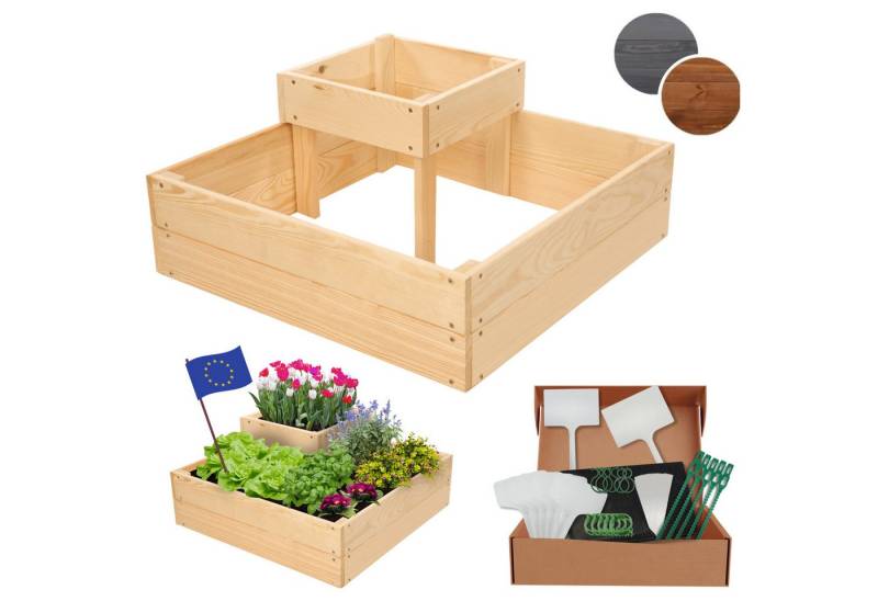 Modo24 Hochbeet Hochbeet, Kräuterbeet ZP08, Gartenbeet, Pflanzbeet Holz Stufen, Treppe Garten Varianten Farben Höhe 27 cm, Breite bis 92 cm von Modo24