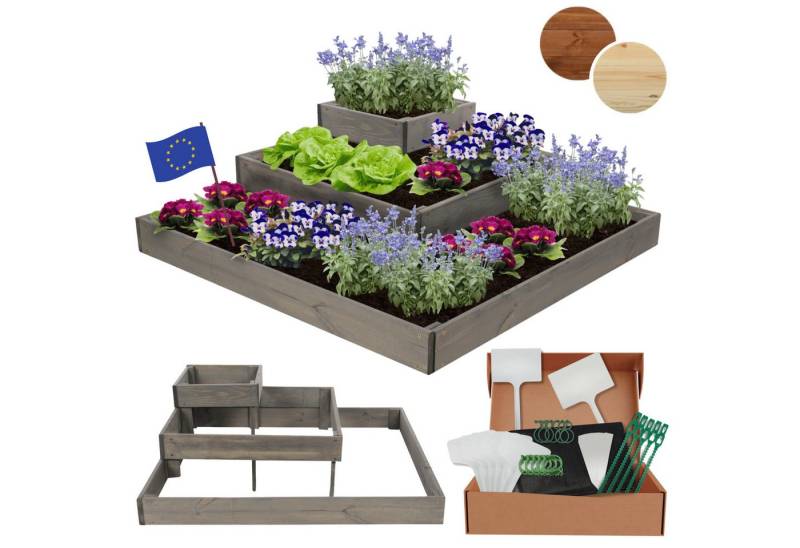 Modo24 Hochbeet Hochbeet, Kräuterbeet ZP08, Gartenbeet, Pflanzbeet Holz Stufen, Treppe Garten Varianten Farben Höhe 27 cm, Breite bis 92 cm von Modo24