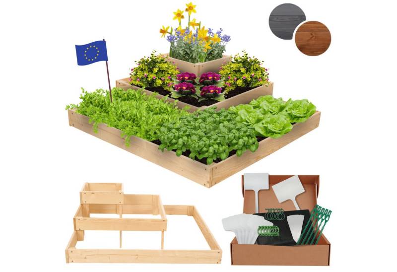 Modo24 Hochbeet Hochbeet, Kräuterbeet ZP08, Gartenbeet, Pflanzbeet Holz Stufen, Treppe Garten Varianten Farben Höhe 27 cm, Breite bis 92 cm von Modo24