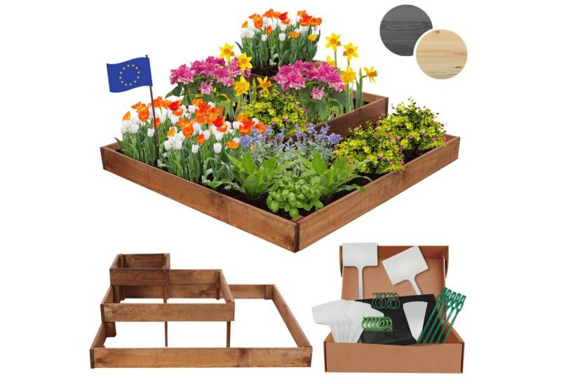 Modo24 Hochbeet Hochbeet, Kräuterbeet ZP08, Gartenbeet, Pflanzbeet Holz Stufen, Treppe Garten Varianten Farben Höhe 27 cm, Breite bis 92 cm von Modo24