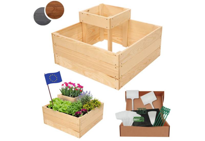 Modo24 Hochbeet Hochbeet, Kräuterbeet ZP08, Gartenbeet, Pflanzbeet Holz Stufen Treppe, Pflanzbeet Holz viele Größen und Farben, Höhe 36 cm bis Breite 119 cm von Modo24