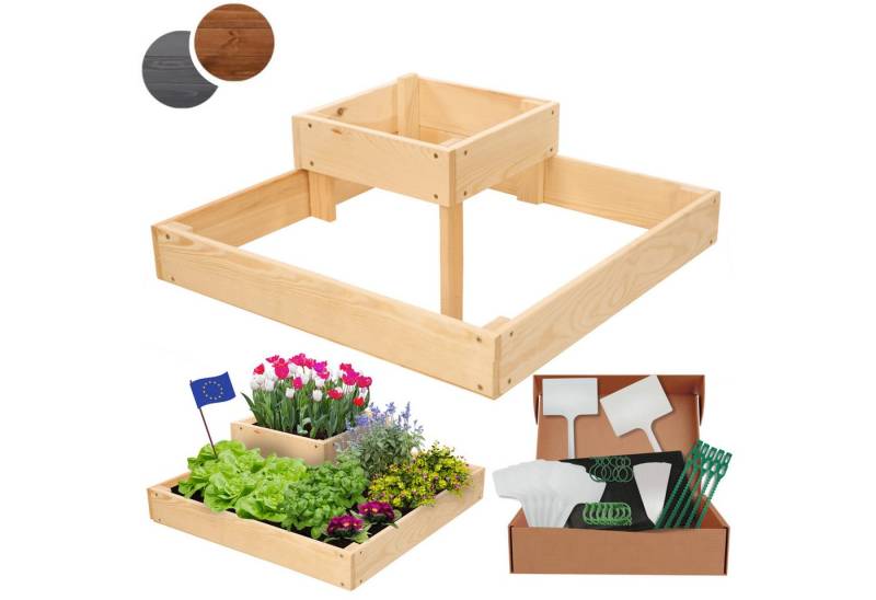 Modo24 Hochbeet Kräuterbeet, Gartenbeet, Pflanzbeet Holz Stufen Treppe Garten, Gartenbeet Holz Garten viele Größen und Farben 18x62x62 cm (HxBxT) von Modo24