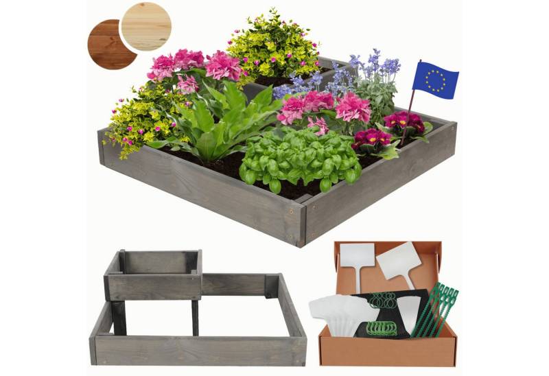 Modo24 Hochbeet Kräuterbeet, Gartenbeet, Pflanzbeet Holz Stufen Treppe Garten, Gartenbeet Holz Garten viele Größen und Farben 18x62x62 cm (HxBxT) von Modo24
