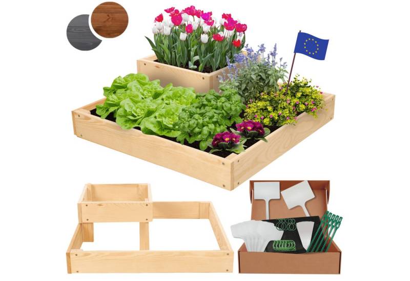 Modo24 Hochbeet Kräuterbeet, Gartenbeet, Pflanzbeet Holz Stufen Treppe Garten, Gartenbeet Holz Garten viele Größen und Farben 18x62x62 cm (HxBxT) von Modo24