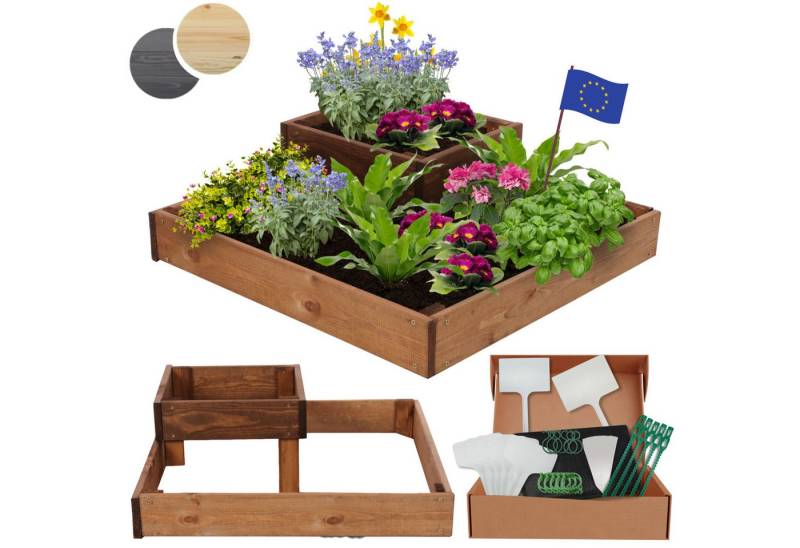 Modo24 Hochbeet Kräuterbeet, Gartenbeet, Pflanzbeet Holz Stufen Treppe Garten, Gartenbeet Holz Garten viele Größen und Farben 18x62x62 cm (HxBxT) von Modo24