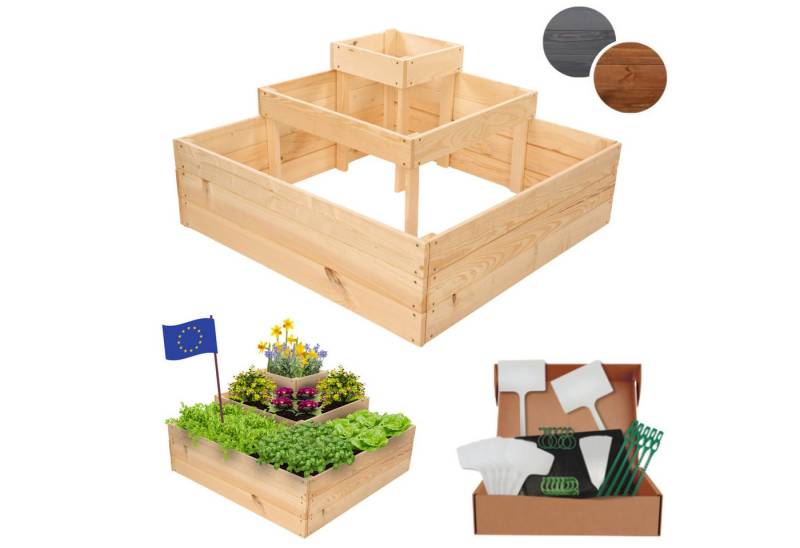 Modo24 Hochbeet Kräuterbeet, Gartenbeet, Pflanzbeet Holz Stufen Treppe Garten, Gartenbeet Holz viele Größen u. Farben, Höhe 45 cm bis Breite 119 cm von Modo24