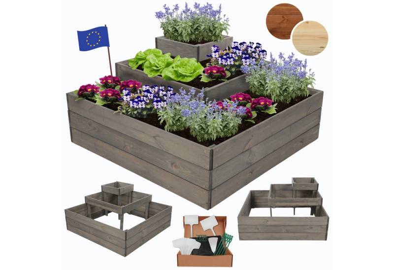 Modo24 Hochbeet Kräuterbeet, Gartenbeet, Pflanzbeet Holz Stufen Treppe Garten, Gartenbeet Holz viele Größen u. Farben, Höhe 45 cm bis Breite 119 cm von Modo24