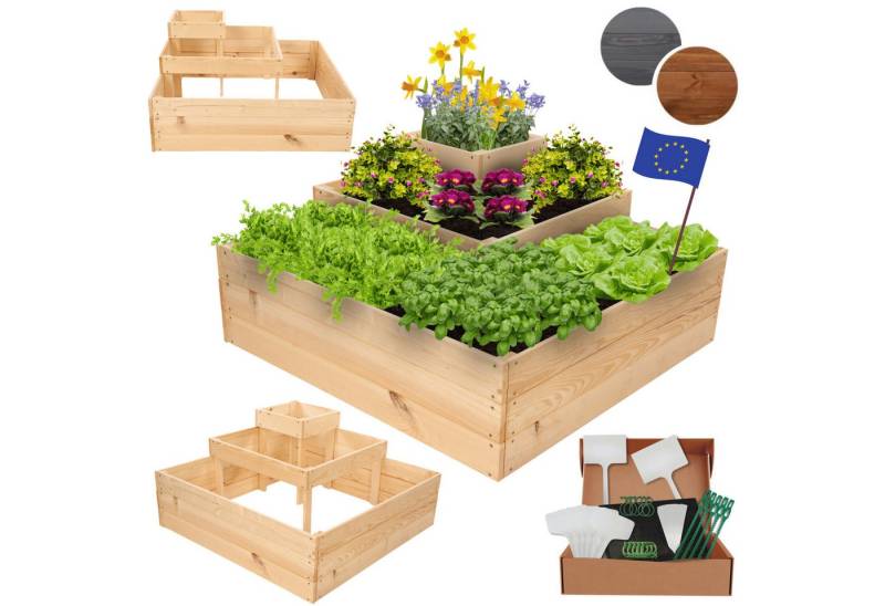 Modo24 Hochbeet Kräuterbeet, Gartenbeet, Pflanzbeet Holz Stufen Treppe Garten, Gartenbeet Holz viele Größen u. Farben, Höhe 45 cm bis Breite 119 cm von Modo24