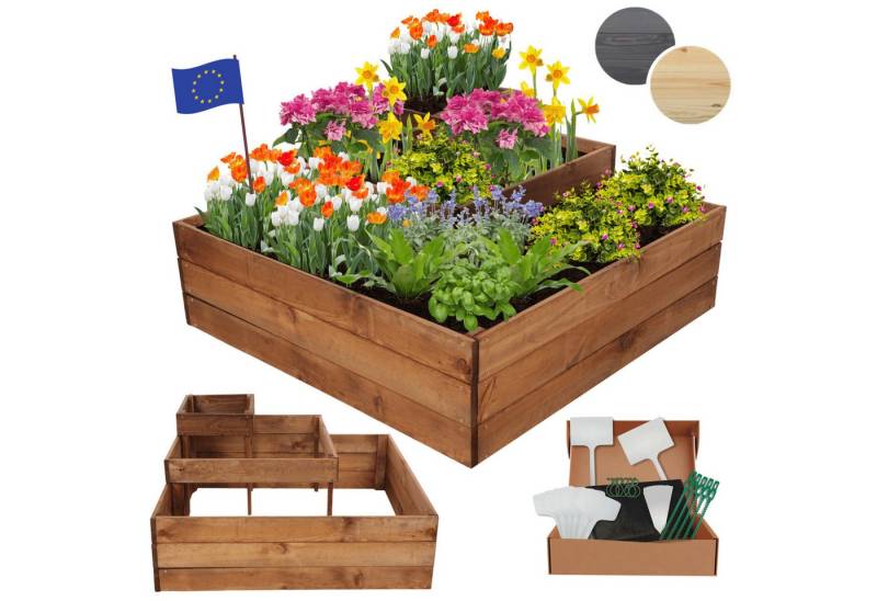 Modo24 Hochbeet Kräuterbeet, Gartenbeet, Pflanzbeet Holz Stufen Treppe Garten, Gartenbeet Holz viele Größen u. Farben, Höhe 45 cm bis Breite 119 cm von Modo24