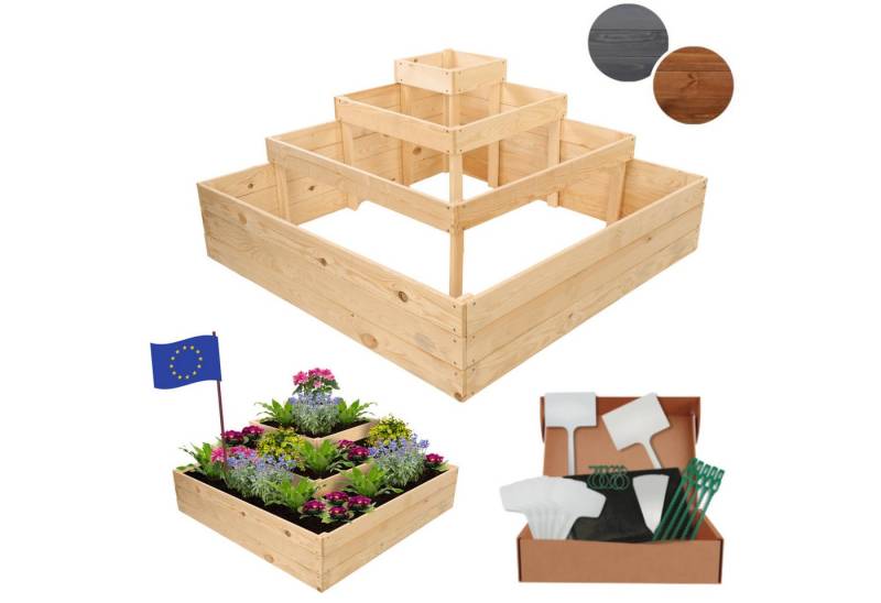 Modo24 Hochbeet Kräuterbeet, Gartenbeet, Pflanzbeet Holz Stufen Treppe Garten, Gartenbeet Holz viele Größen und Farben, Höhe 54 cm bis Breite 119 cm von Modo24