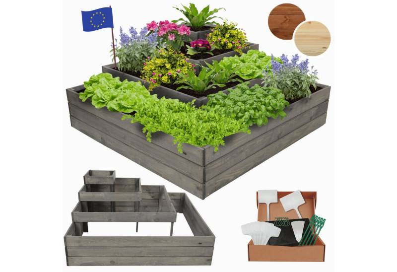 Modo24 Hochbeet Kräuterbeet, Gartenbeet, Pflanzbeet Holz Stufen Treppe Garten, Gartenbeet Holz viele Größen und Farben, Höhe 54 cm bis Breite 119 cm von Modo24