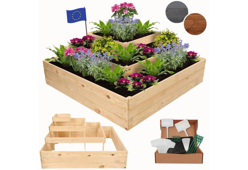 Modo24 Hochbeet Kräuterbeet, Gartenbeet, Pflanzbeet Holz Stufen Treppe Garten, Gartenbeet Holz viele Größen und Farben, Höhe 54 cm bis Breite 119 cm von Modo24