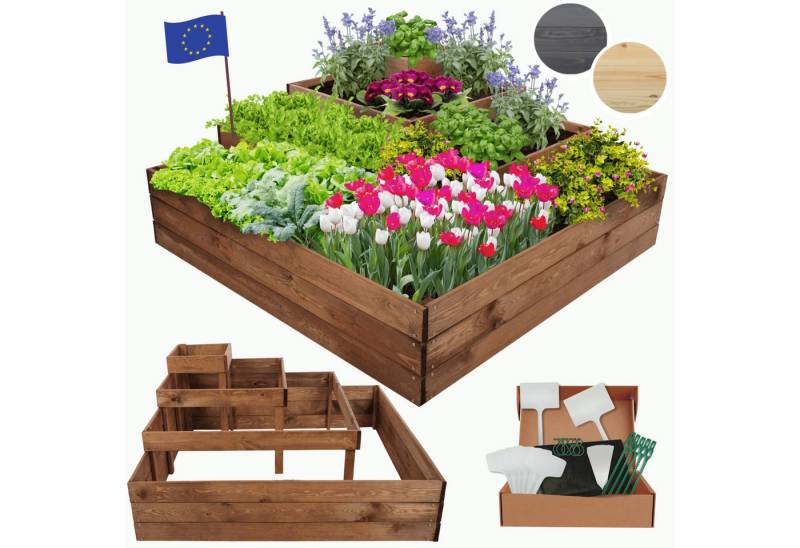 Modo24 Hochbeet Kräuterbeet, Gartenbeet, Pflanzbeet Holz Stufen Treppe Garten, Gartenbeet Holz viele Größen und Farben, Höhe 54 cm bis Breite 119 cm von Modo24