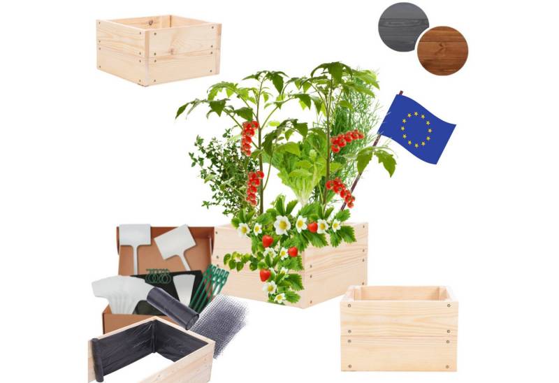 Modo24 Hochbeet ZP06 Kräuterbeet Gartenbeet Holz Pflanzbeet bis Breite 237 cm, Kräuter Gemüsebeet Pflanzkasten 4 Farben Hühe 18 cm, FSC Holz von Modo24