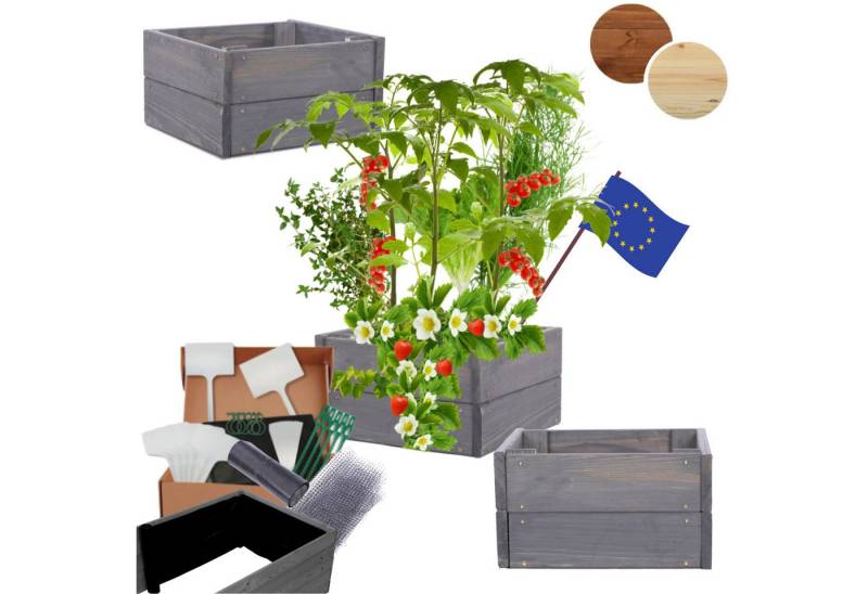 Modo24 Hochbeet ZP06 Kräuterbeet Gartenbeet Holz Pflanzbeet bis Breite 237 cm, Kräuter Gemüsebeet Pflanzkasten 4 Farben Hühe 18 cm, FSC Holz von Modo24