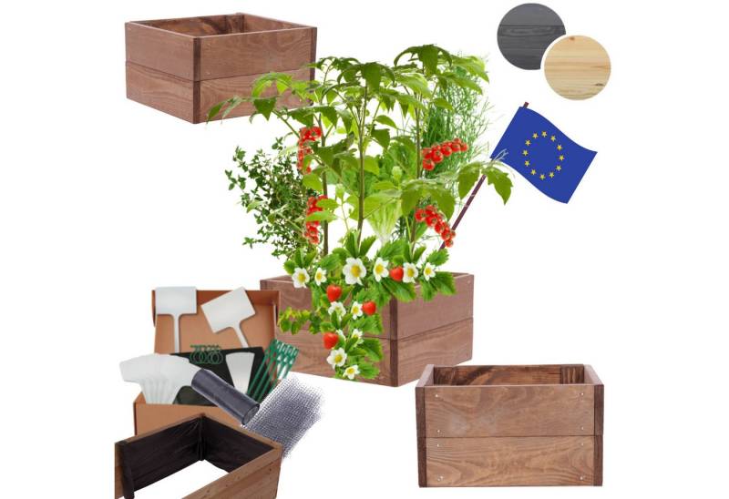 Modo24 Hochbeet ZP06 Kräuterbeet Gartenbeet Holz Pflanzbeet bis Breite 237 cm, Kräuter Gemüsebeet Pflanzkasten 4 Farben Hühe 18 cm, FSC Holz von Modo24