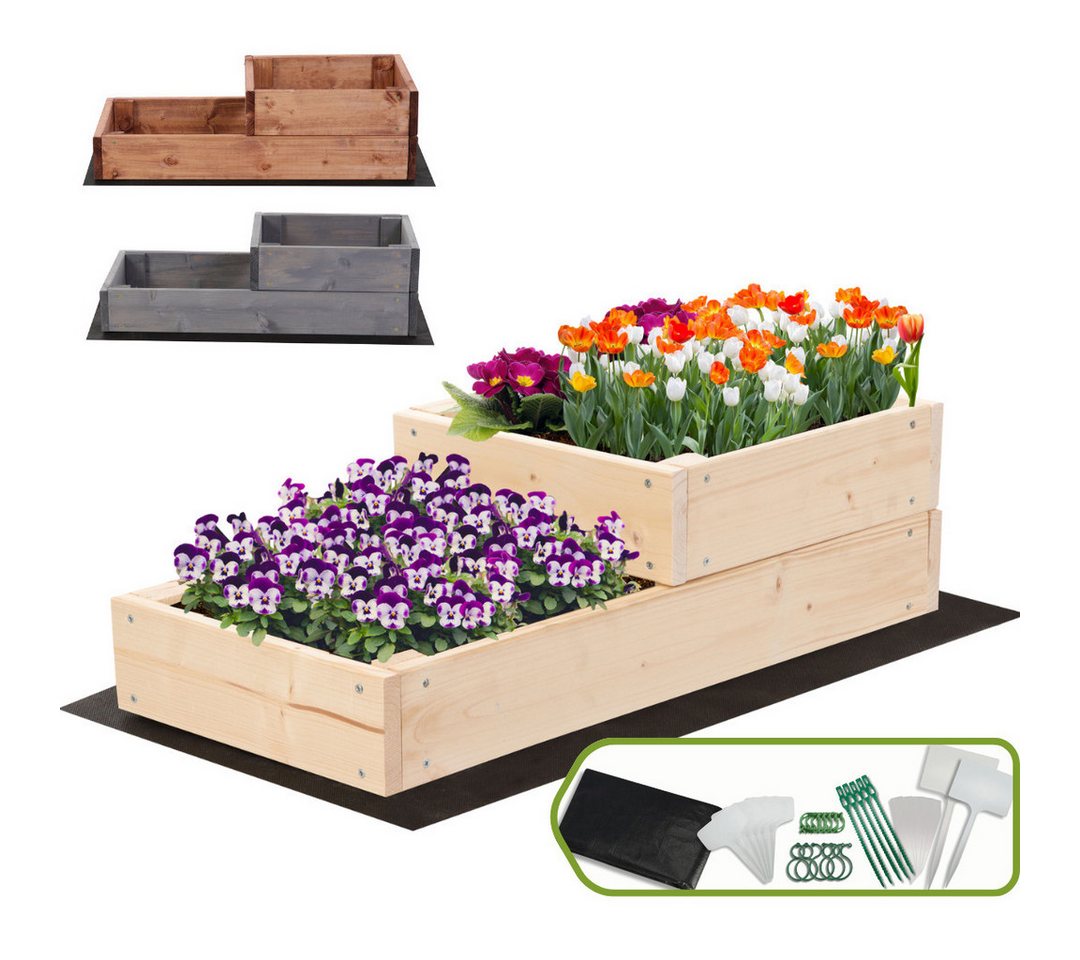 Modo24 Hochbeet ZP07 Kräuterbeet Pflanzbeet Holz Stufen Treppe Höhe 18 cm (Gartenbeet Holz Garten viele Größen bis 120cm und 4 Farben FSC Holz) von Modo24